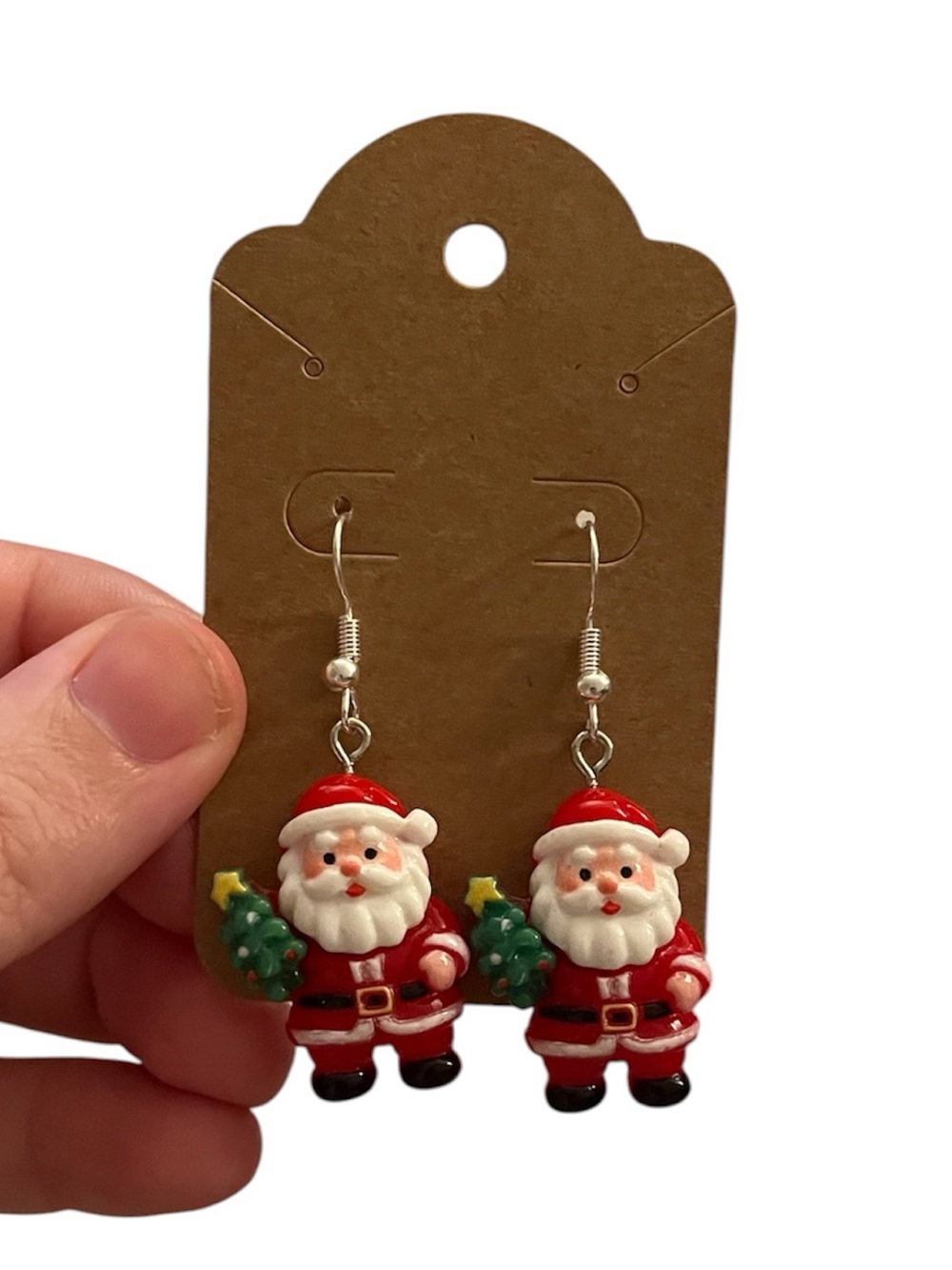 Cute Santa Claus Dangle Earrings - Red, White, Green